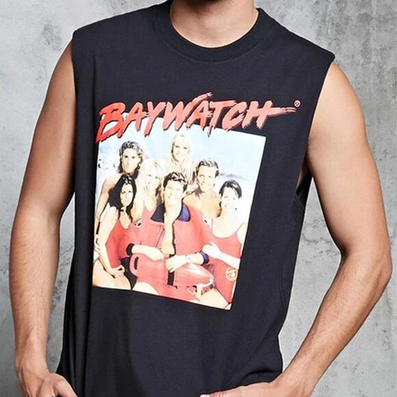 Official  Baywatch TV-Show Cast Graphic Black Tank Top Muscle Tee size XS - Picture 1 of 6